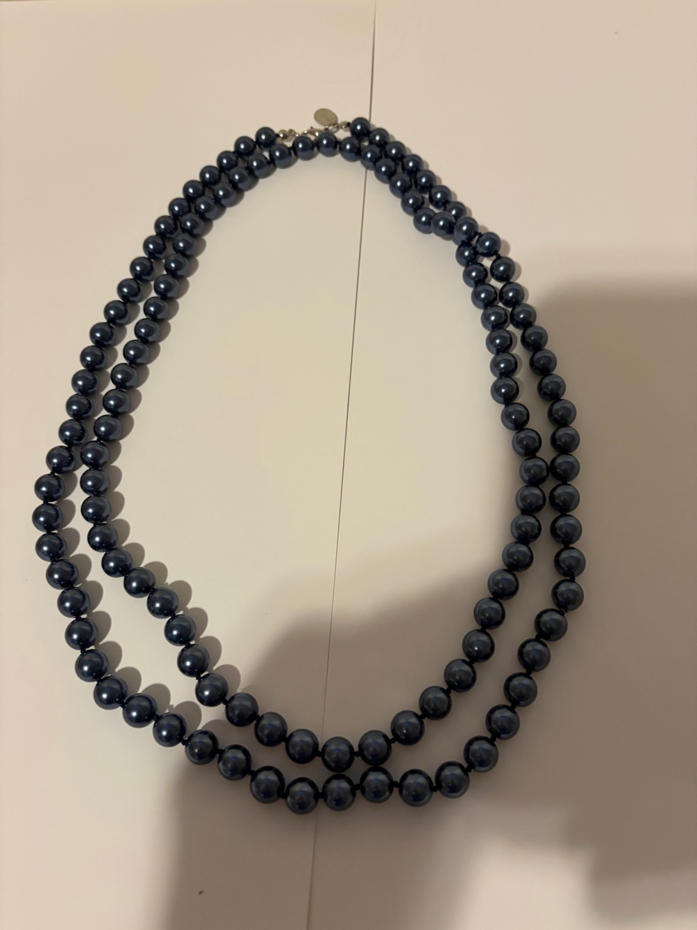 White House Black Market DoubleDark Blue Pearl Necklace